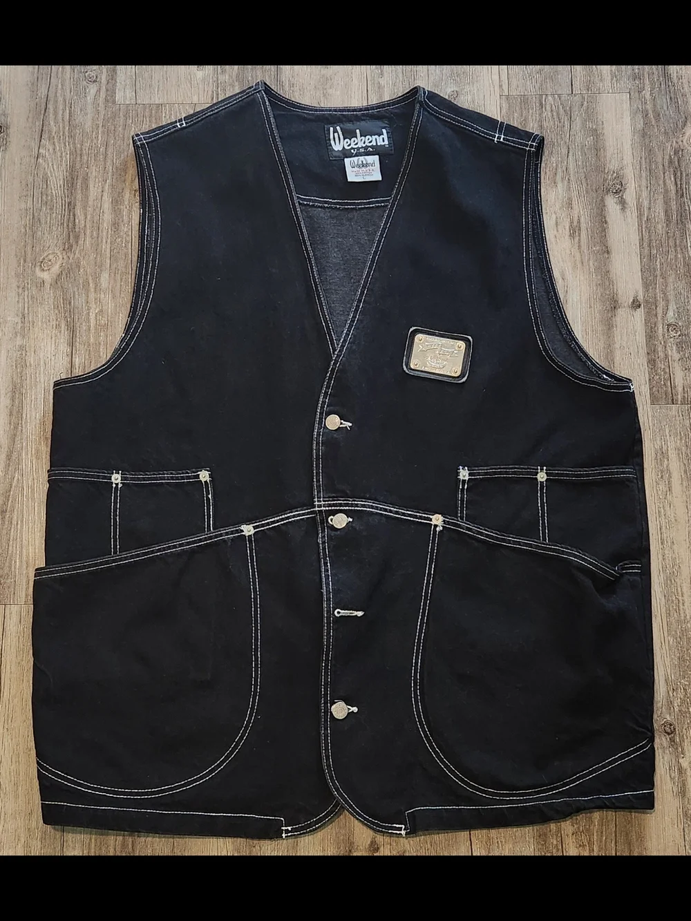 Vintage Karl Kani JNCO style denim Utility vest Black 2XL fit (Large).